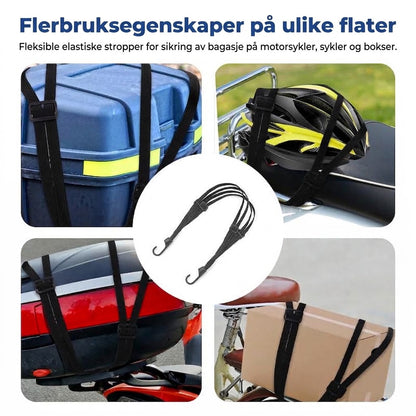 OmniLiving™ Universal Bagasjestropp for Motorsykkelhjelm m. 2 Kroker | Elastisk og Slitesterk