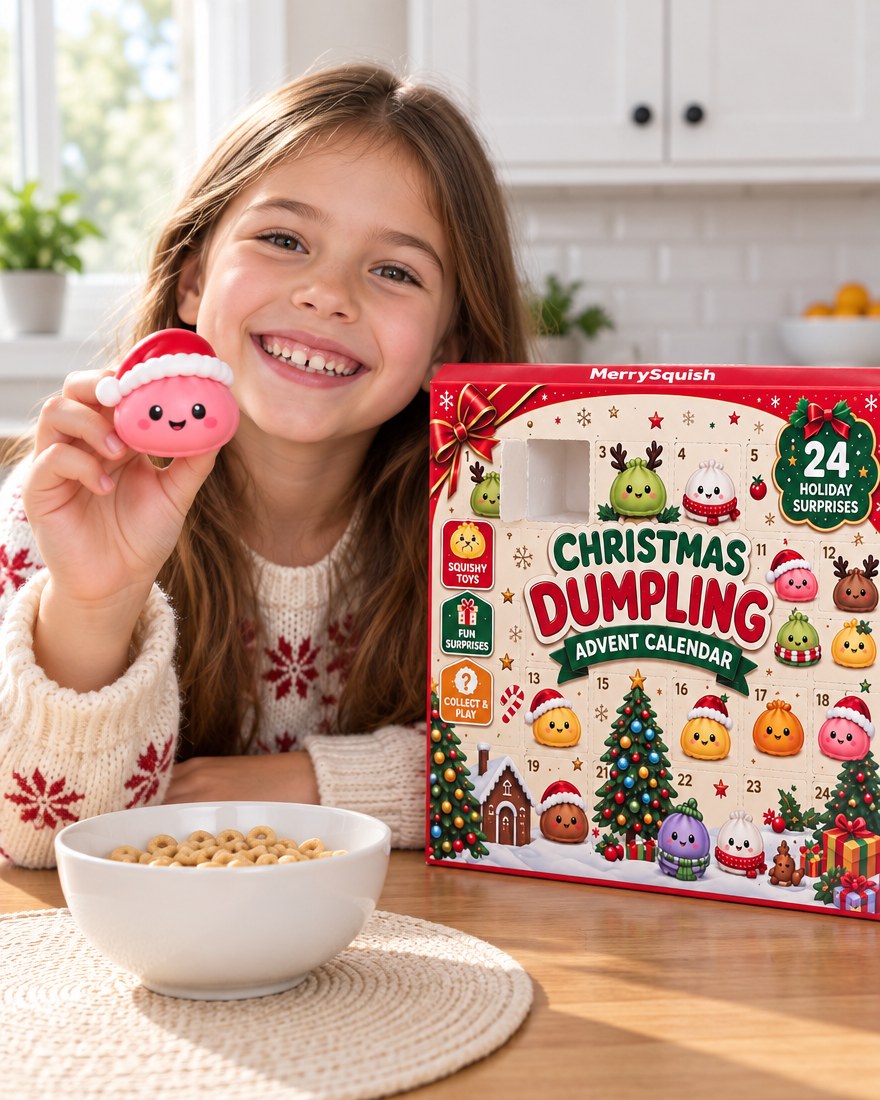 VaraLiving™ Myk dumpling-julekalender – 24 morsomme squishies og avstressende leker til jul