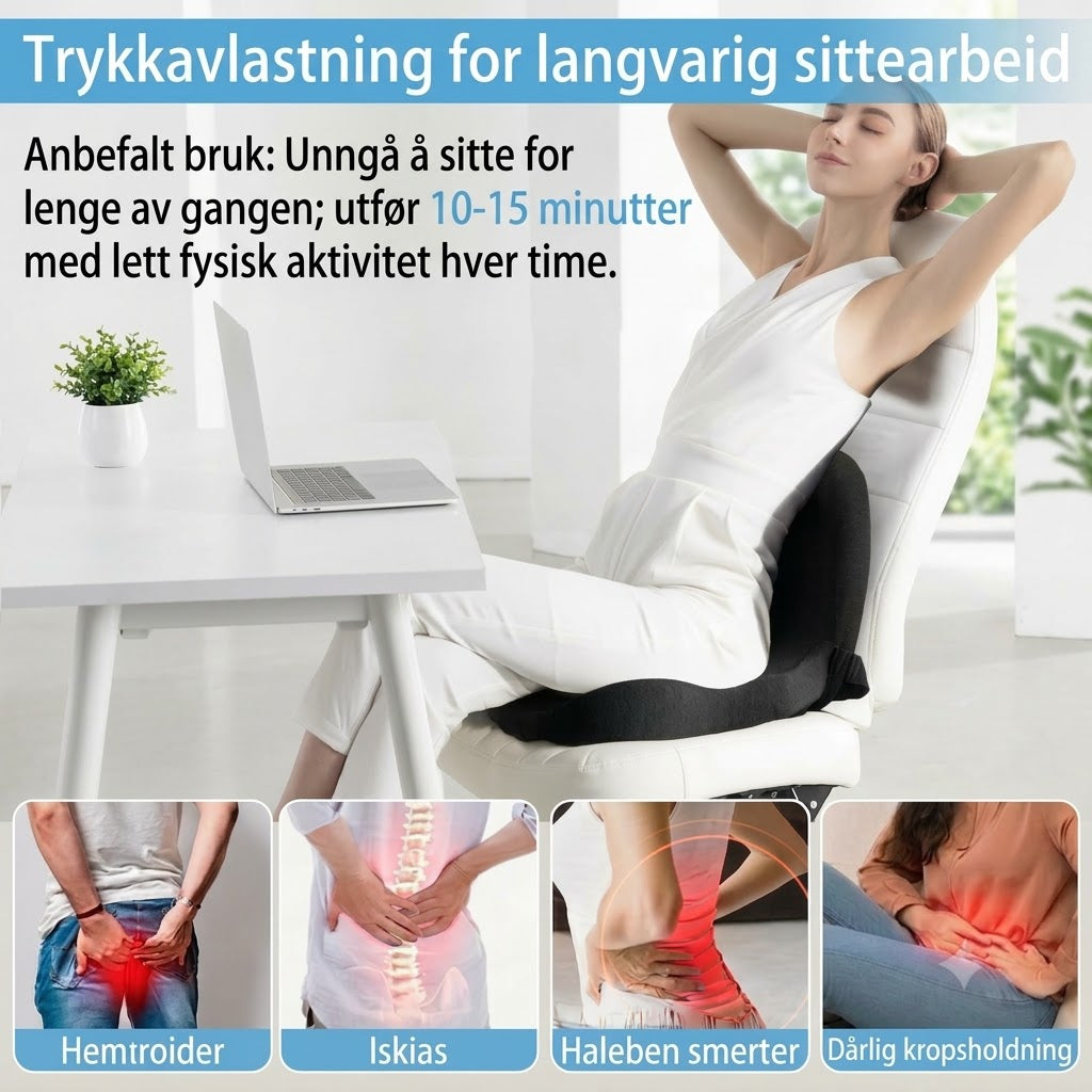 ErgoRelief™ Ergonomisk Sittepute i Minneskum | Mot Ryggsmerter