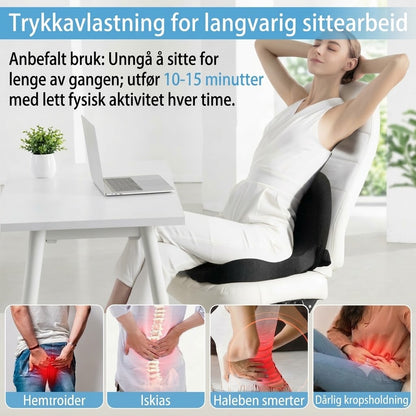 ErgoRelief™ Ergonomisk Sittepute i Minneskum | Mot Ryggsmerter