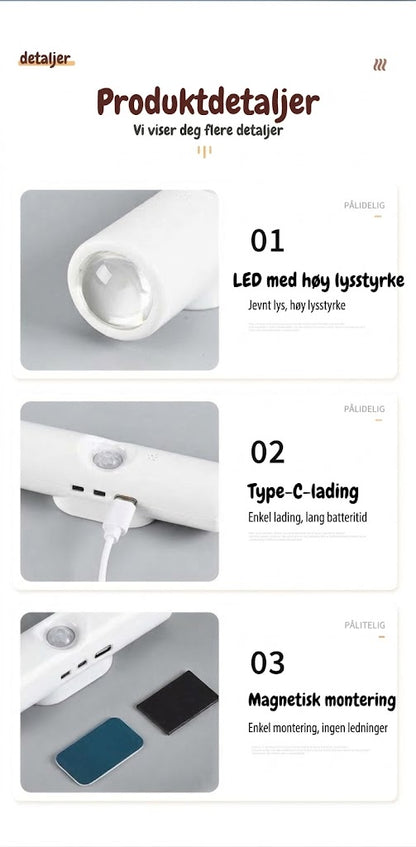 VaraLiving™ Oppladbar sensorlampe – Trådløs LED med magnetisk feste