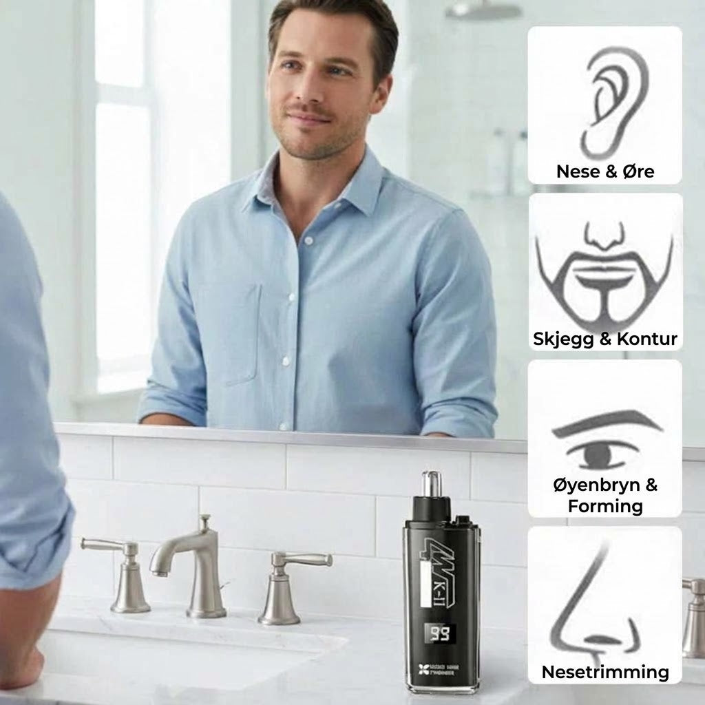 SilkEase™ Presis Nese- og Ørehårstrimmer med LED-skjerm