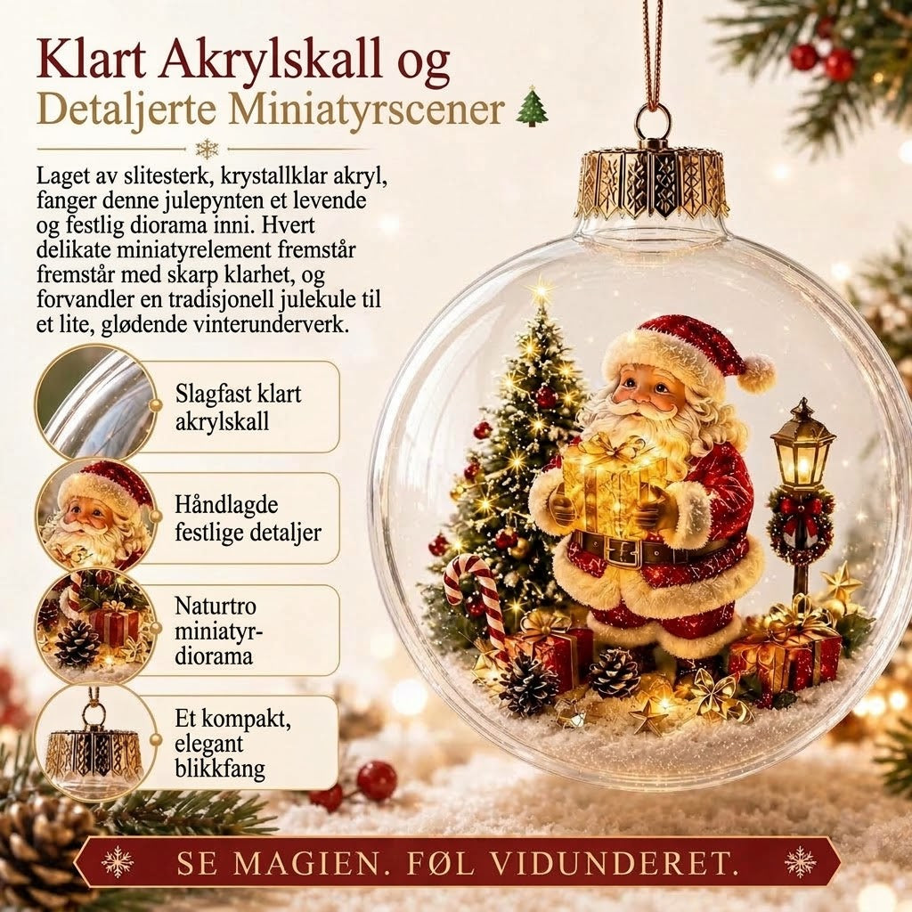 OmniLiving™ Lysende Julediorama-dekorasjon | Miniatyr Vinterverden med LED-lys