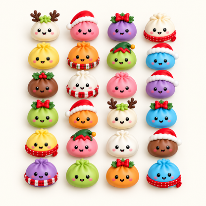 VaraLiving™ Myk dumpling-julekalender – 24 morsomme squishies og avstressende leker til jul