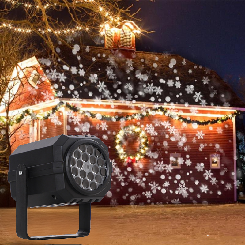 VaraLiving™ Roterende LED-juleprojektor – 8 julemotiver, vanntett for utendørs bruk