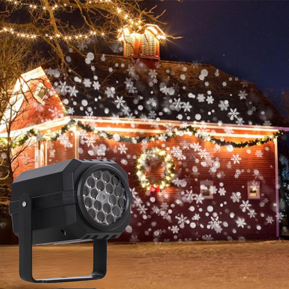 VaraLiving™ Roterende LED-juleprojektor – 8 julemotiver, vanntett for utendørs bruk