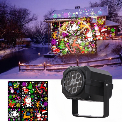VaraLiving™ Roterende LED-juleprojektor – 8 julemotiver, vanntett for utendørs bruk