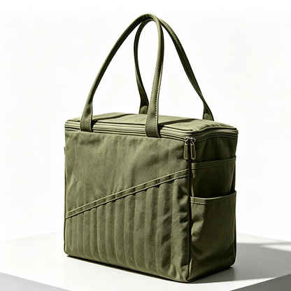 Strikkebag i lerret – Med lomme til pinner og garnhull
