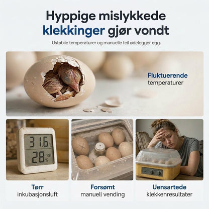 VaraLiving™ Smart USB-rugemaskin med temperaturkontroll – For kylling-, ande- og fugleegg