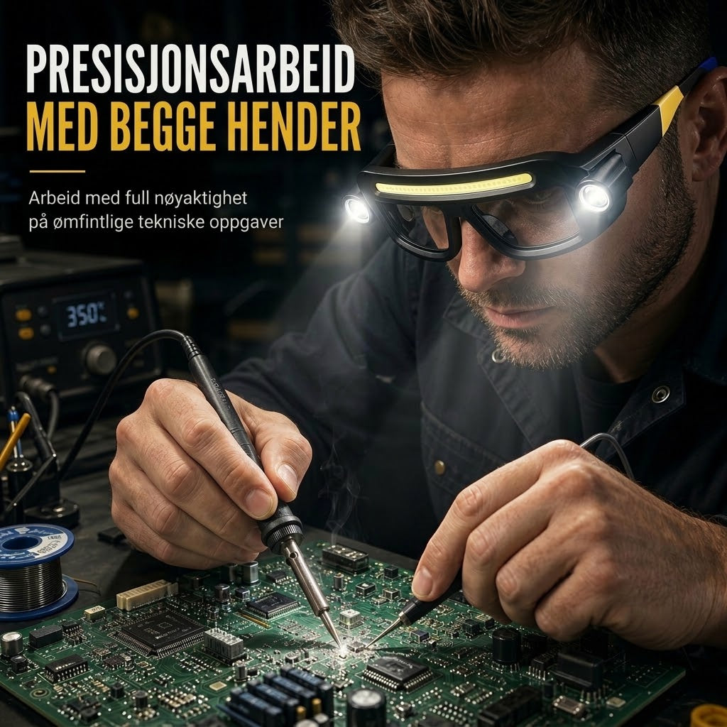 VaraLiving™ Oppladbar hodelykt og vernebrille med sensor – 5 lysmoduser og vanntett design