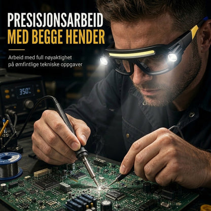 VaraLiving™ Oppladbar hodelykt og vernebrille med sensor – 5 lysmoduser og vanntett design