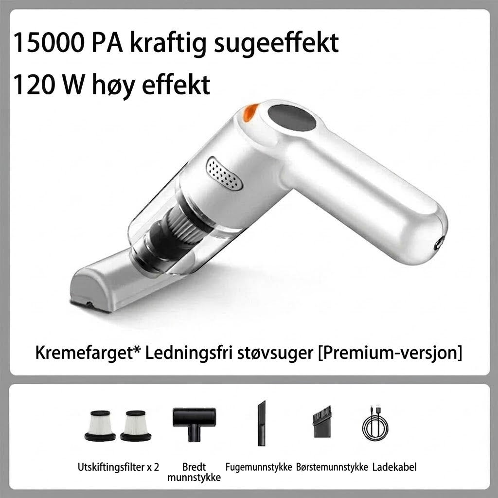 Nexora™ Kraftig Trådløs Bilstøvsuger | Kompakt & Høy Sugeeffekt