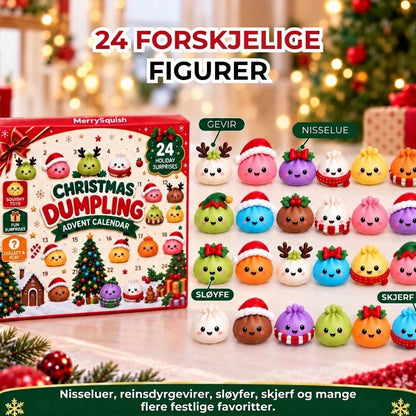 VaraLiving™ Myk dumpling-julekalender – 24 morsomme squishies og avstressende leker til jul